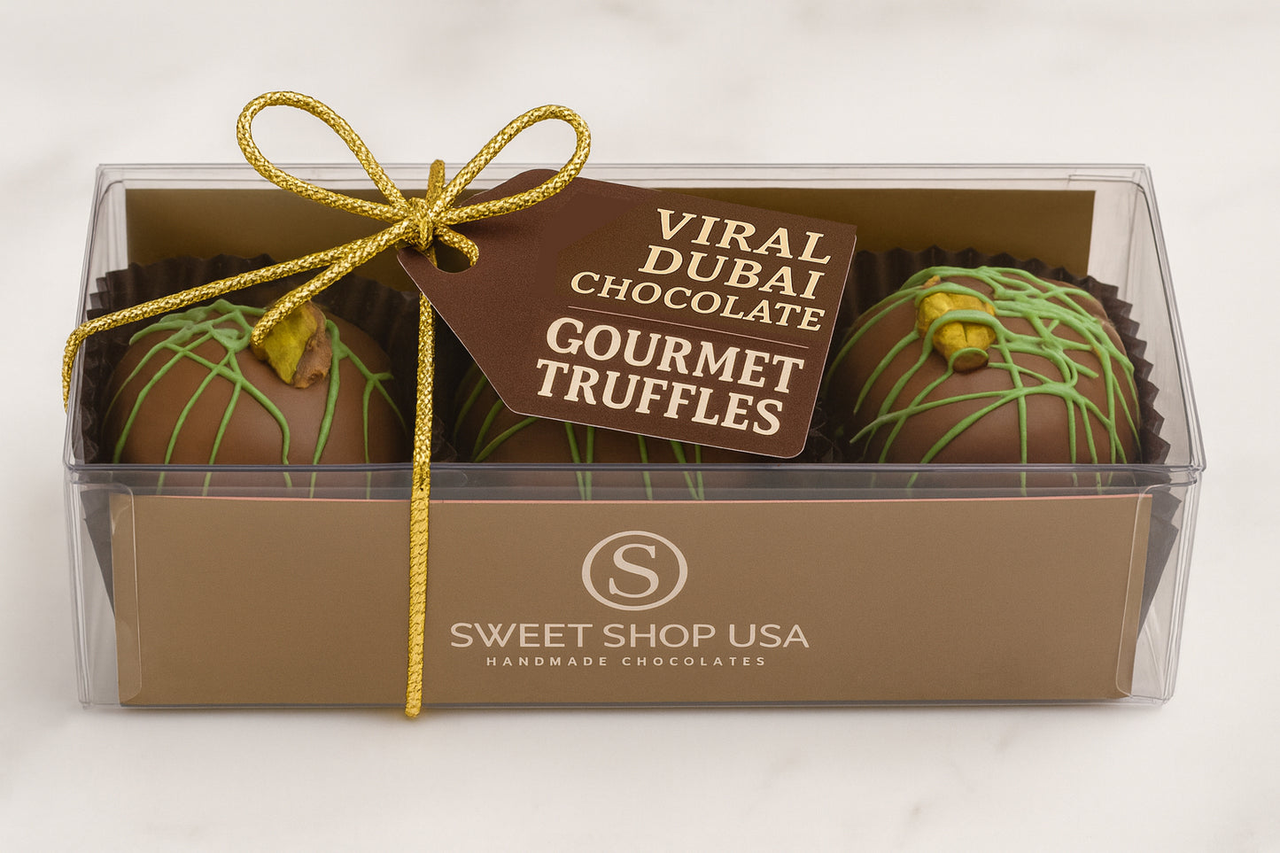 Viral Dubai Chocolate Truffle Pistachio 3 Piece Sweet Shop USA