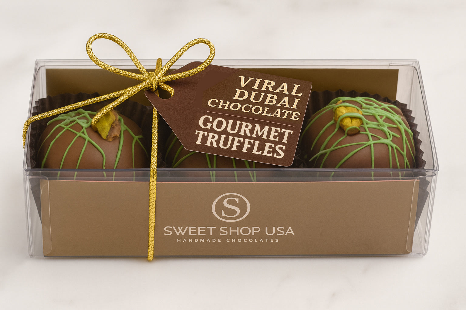 Viral Dubai Chocolate Truffle Pistachio 3 Piece Sweet Shop USA